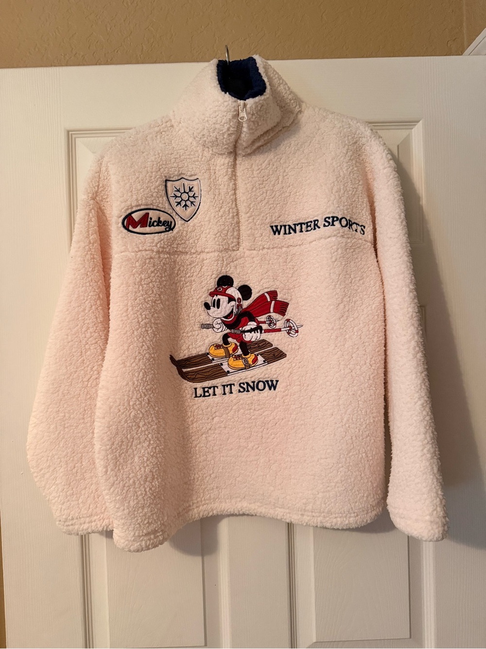 Mickey Winter Cream Sherpa Pullover Jacket